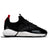Profile view, Cloudstryk Advantage is a runner with Black patent leather overlays zoom mesh underlays, red heel pull molded lace holder, white eva midsol and a translucent black rubber outsole.