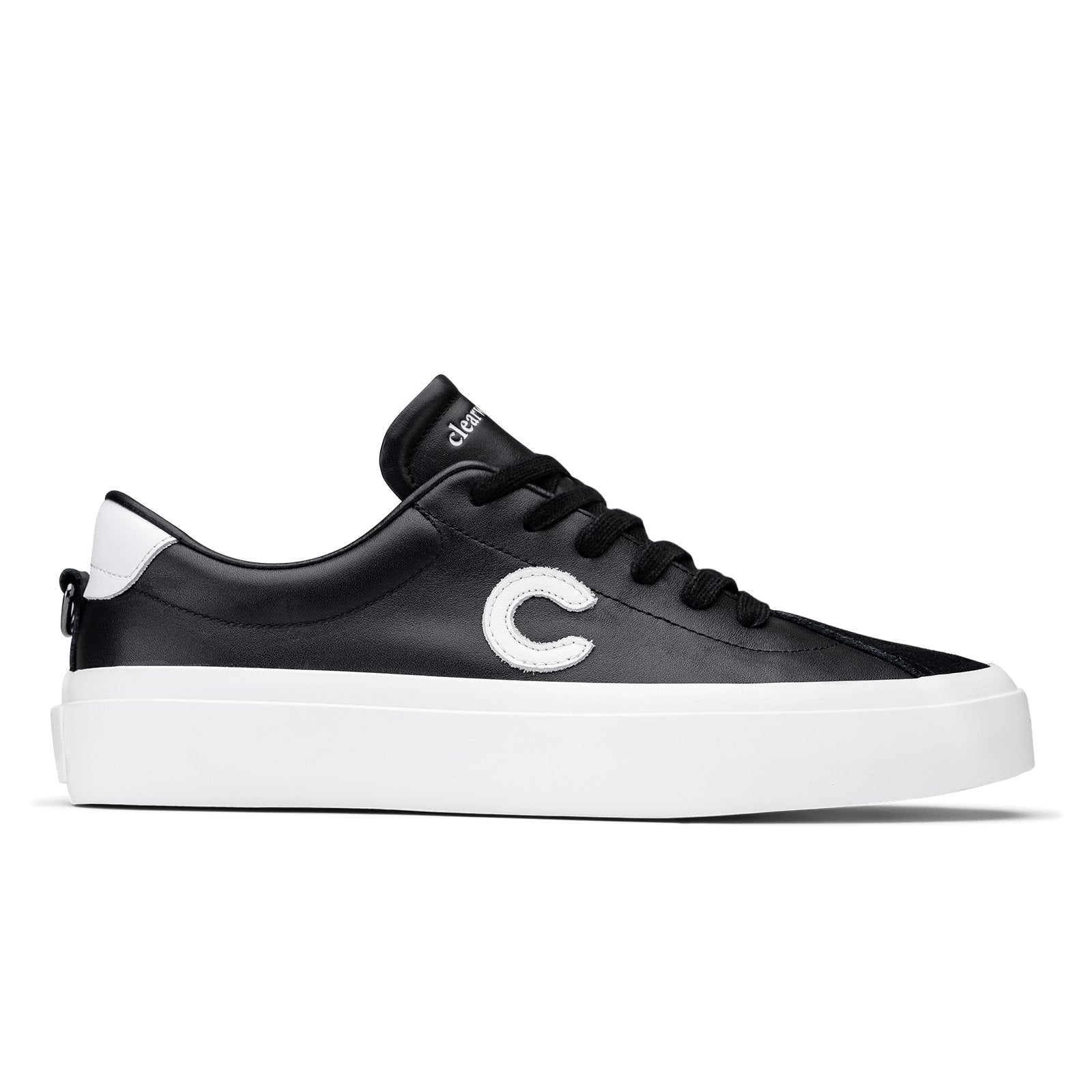 A black and white Continental court shoe with Italian Nappa leather and a premium leather 'C' mark.