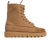 Tan boot with a thick sole on a white background