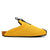 profile view Bantha 2.0 Yellow is a Mule made of Yellow mesh with a Black hairy suede to overlay, cork midsole with suede top lining Black VIbram rubber bottom and woven top pull