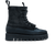 Black boot with thick sole on a white background
