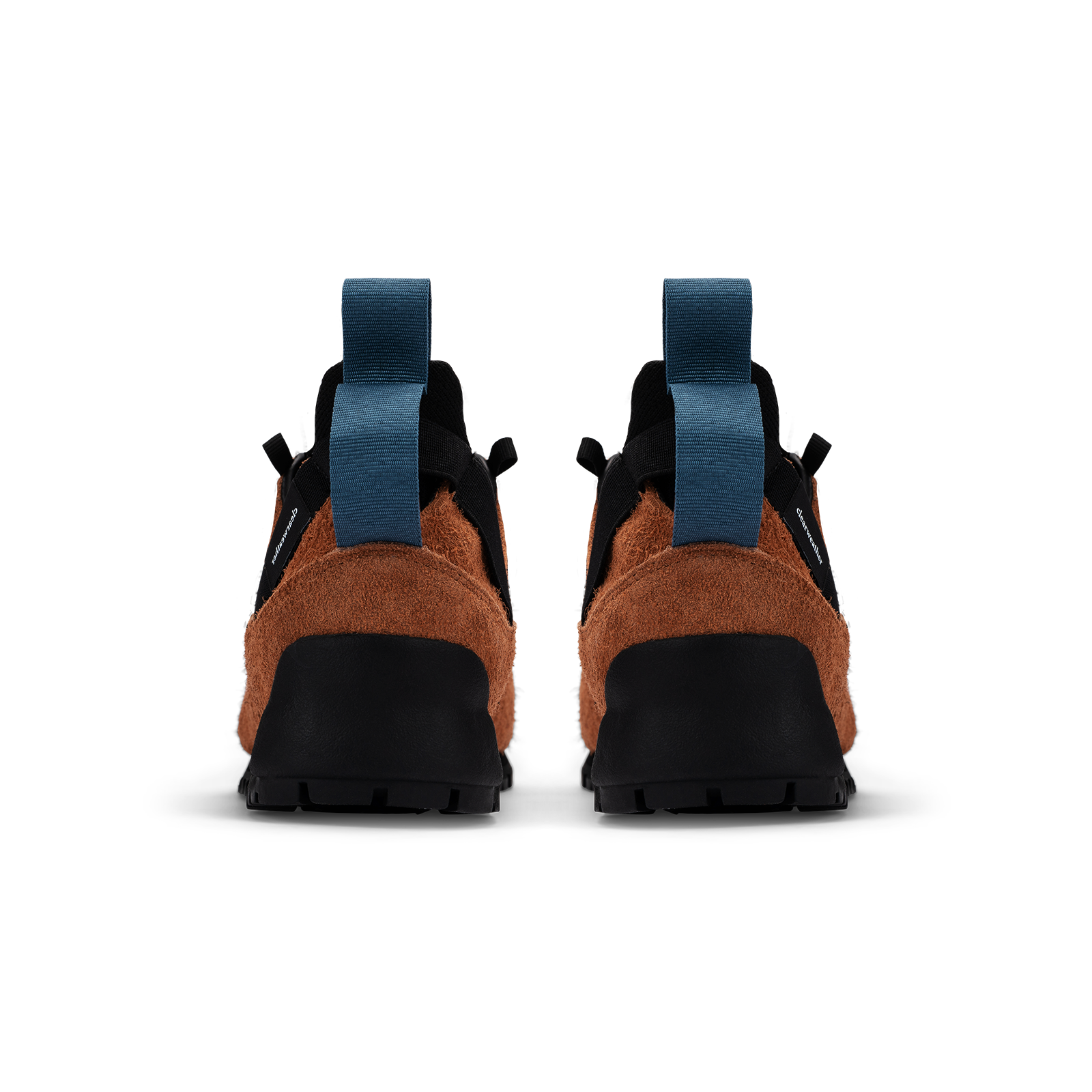 back view  / Approach / Auburn color features tabaco colored hairy suede upper, gross grain webbing for laces. helastic heel detail, stretch mesh internal bootie, vintrage vibram hiking outsole and eva midsole. 